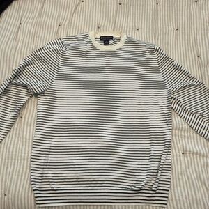 Brooks Brothers Black and White Striped Crewneck Sweater